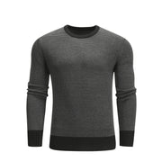 Men’s casual knit pullover sweater in dark gray, perfect for winter.