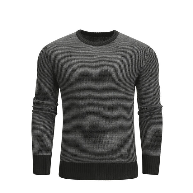 Men’s casual knit pullover sweater in dark gray, perfect for winter.