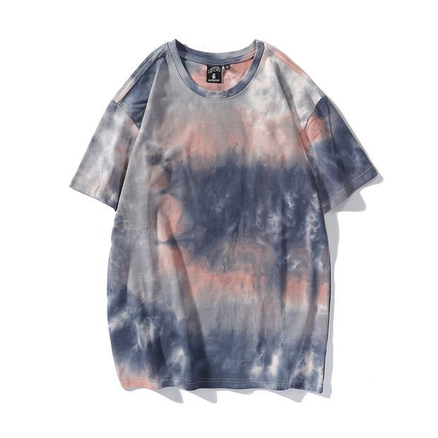 Men’s tie-dye short sleeve t-shirt in pastel colors, casual and comfortable.