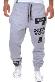 Men’s graphic print jogger pants, grey with New York-inspired design