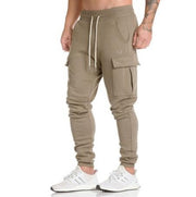 Men’s cargo jogger pants in khaki, casual and rugged style.