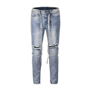 Men’s Distressed Grey Ripped Jeans – Stylish Casual Wear