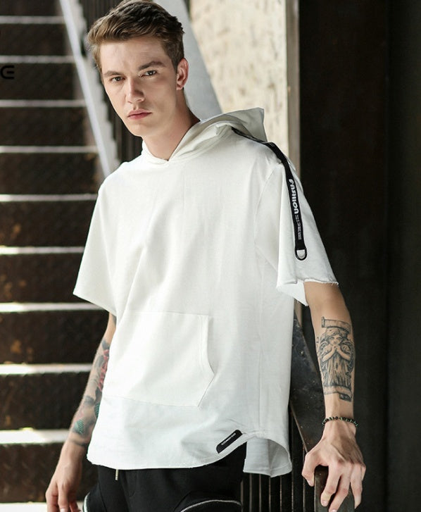 Men’s Hooded T-Shirt – Hip Hop Streetwear Style