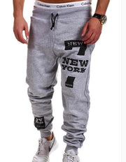 Men’s graphic print jogger pants, grey with New York-inspired design