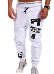 Men’s graphic print jogger pants, white with New York-inspired design