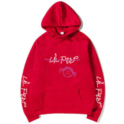 Lil Peep inspired hoodie with graphic design.