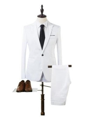 Men's formal tuxedo set in multiple colors, elegant suit for weddings and special occasions.