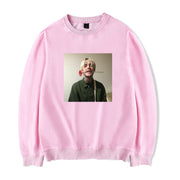 Pink custom art fleece crew neck sweatshirt.