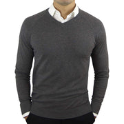 Men’s classic V-neck long-sleeve sweater in Dark grey, perfect for layering