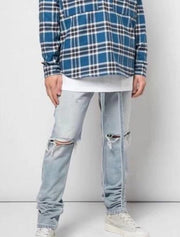 Men’s Distressed Grey Ripped Jeans – Stylish Casual Wear