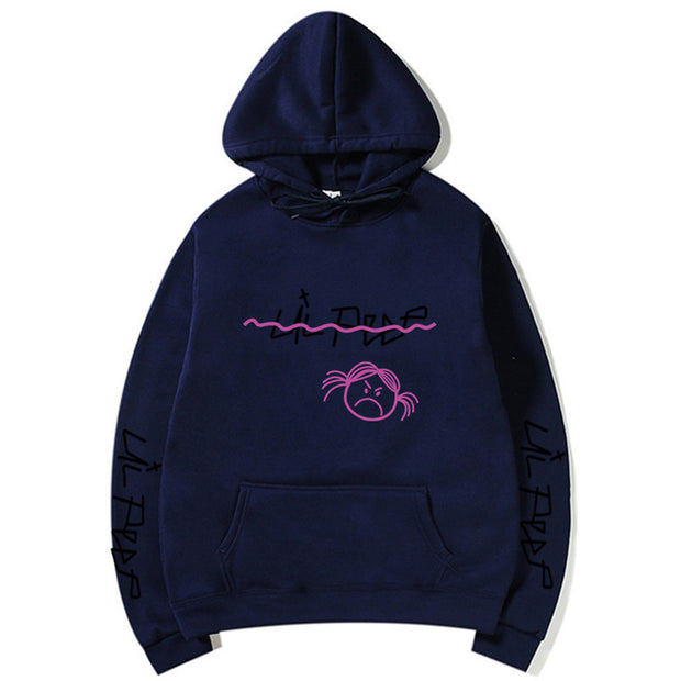 Lil Peep inspired hoodie with graphic design.