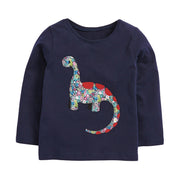 Boys’ knitted cotton t-shirt with crocodile graphic, fun casual wear.