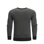 Men’s casual knit pullover sweater in dark gray, perfect for winter back