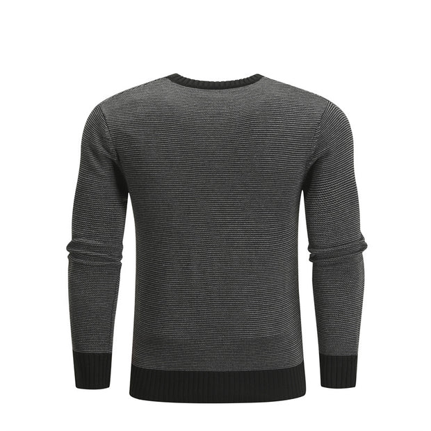 Men’s casual knit pullover sweater in dark gray, perfect for winter back