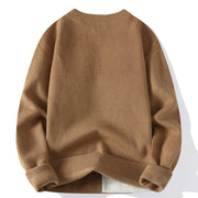 Men’s color block knit sweater back, perfect for casual style.